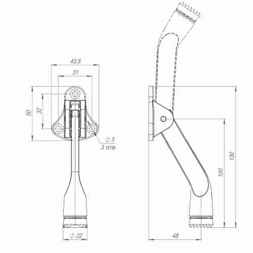Упор дверной напольный DS-100 BL (черный) козья ножка