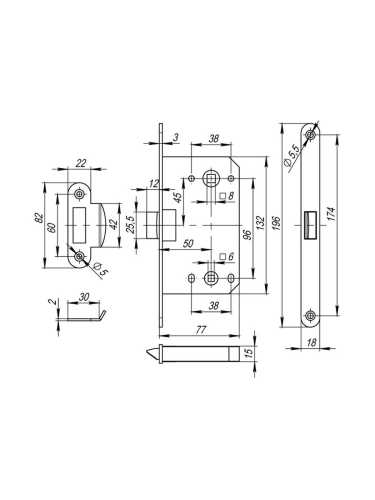 Ручка дверная Fuaro (Фуаро) межкомнатная K.KM52.SAMPLE (SAMPLE KM) SSC-16 сатинированный хром  Набор 3