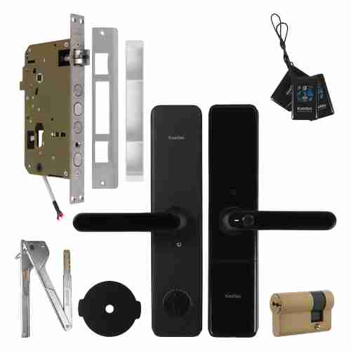 Замок врезной электронный к с ручкой Kaadas S500 с отпечатком пальца, черный