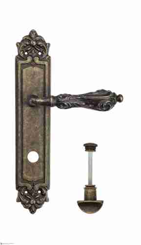 Дверная ручка Venezia "MONTE CRISTO" WC-2 на планке PL96 античная бронза