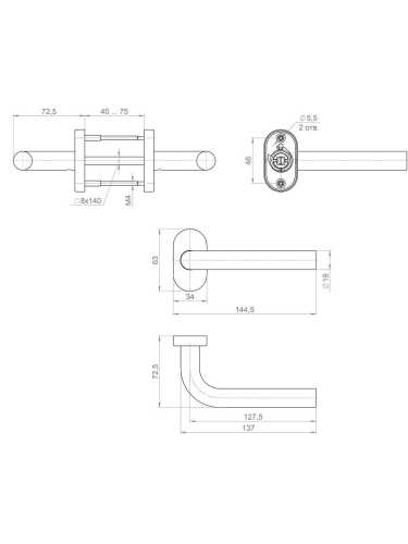 Ручка Fuaro (Фуаро) раздельная R.DSS201-0201P/19 (DSS-0201P/19) INOX 201