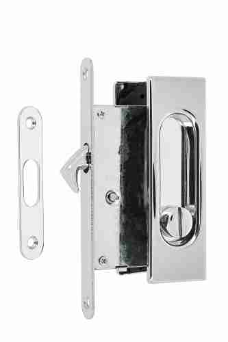 Ручки для двери купе с замком Extreza P401-WC под сантехническую завертку, полированный хром F04