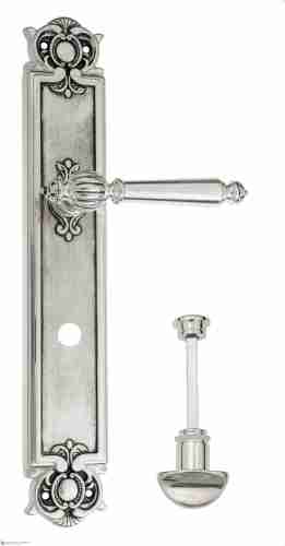 Дверная ручка Venezia "PELLESTRINA" WC-2 на планке PL97 натуральное серебро + черный