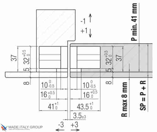 Kubica 2810 DXSX, CS универсальная петля, цвет МАТОВЫЙ ХРОМ (100 kg)