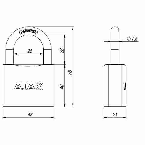 Замок навесной PD-0150 MS 3 key англ./коробка