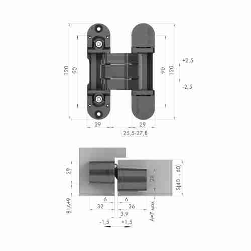 Петля Armadillo (Армадилло) скрытой установки U3D8000.VPG SG мат. золото TECH/NO LOGO