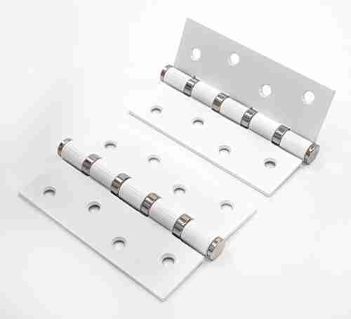 Петля стальная RENZ IN100-4S FH SW/CP 100*75*2,5, 4 кольца, плоский колпачок, супер белый/хром блестящий