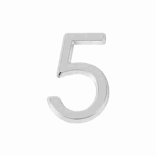 Цифра "5" самоклеящаяся ABS (50х37) (FUARO) CP хром