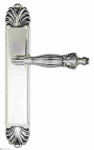 Дверная ручка Venezia "OLIMPO" на планке PL87 натуральное серебро + черный