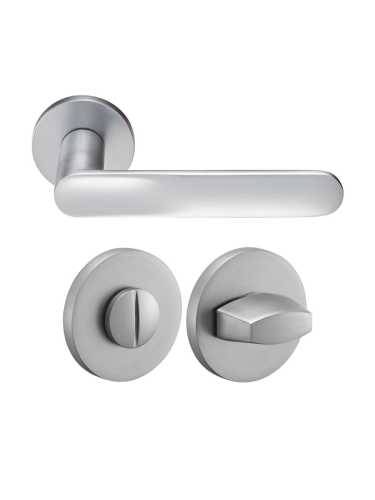 Комплект дверных ручек Morelli MH-59-R6 MSC с заверткой MH-WC-R6 MSC, цвет матовый хром