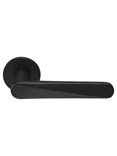 Ручка дверная Morelli CAYAN MH-58-R6 BL раздельная на круглой розетке 6 мм, цвет чёрный, ЦАМ Light