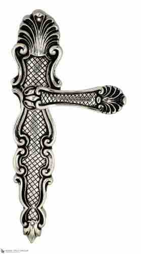Дверная ручка Venezia "FENICE" на планке PL92 натуральное серебро + черный