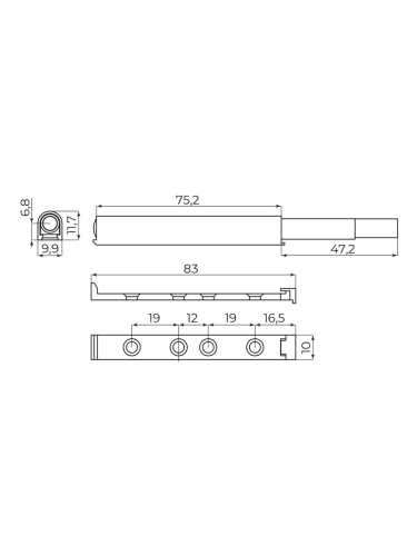 Толкатель Ajax (Аякс) мебельный пластиковый DMP-85/14M с магнитом WH белый