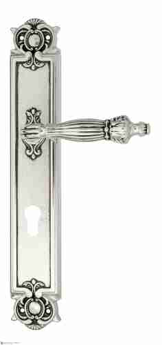 Дверная ручка Venezia "OLIMPO" CYL на планке PL97 натуральное серебро + черный