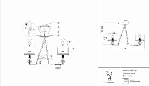 Подвесная люстра Maytoni Luxe H006PL-05G