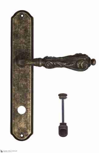 Дверная ручка Venezia "MONTE CRISTO" WC-2 на планке PL02 античная бронза