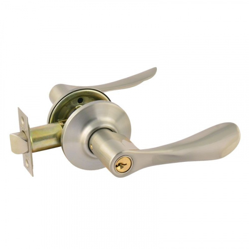 Ручка защелка (кноб) дверная нажимная НОРА-М никель матовый ЗВ3-01 ключ/фикс