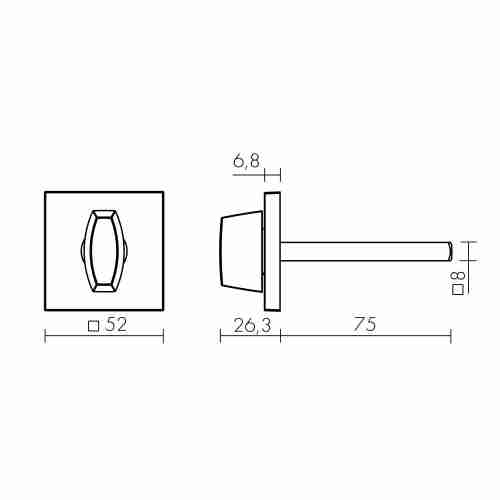 Завертка (поворотник) без ответной части (Фуаро) BKW8x75.K.TRG52 SSC-16 сатин хром