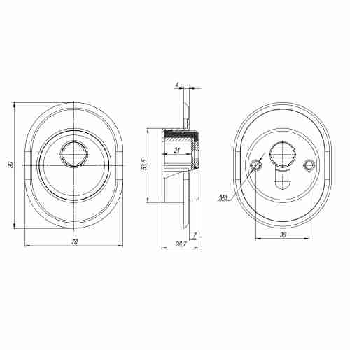 Накладка врезная с чашкой DEF 9726-A CP хром (без отв.планки)
