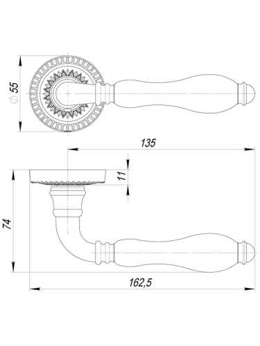 Ручка дверная Armadillo (Армадилло) межкомнатная R.CL55.Silvia (Silvia CL1) AS/LWP-109 античное серебро/беж.фарфор  Набор 6