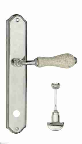 Дверная ручка Venezia "COLOSSEO" белая керамика паутинка WC-2 на планке PL02 полированный хром