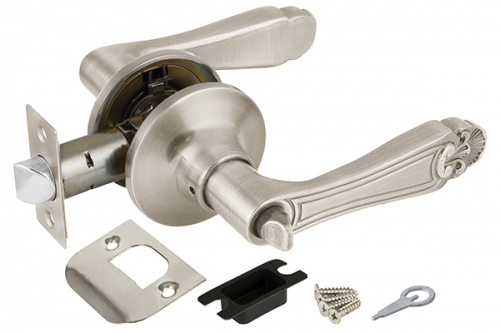 Ручка защелка (кноб) дверная нажимная с защелкой Punto 6037 SN-B (фик.) мат. никель