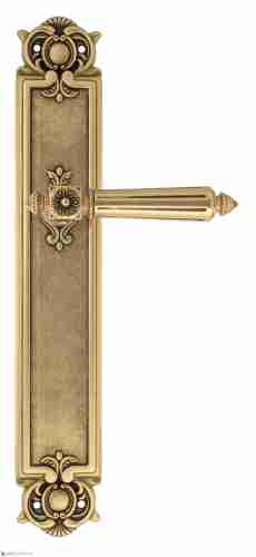 Дверная ручка Venezia "CASTELLO" на планке PL97 французское золото + коричневый