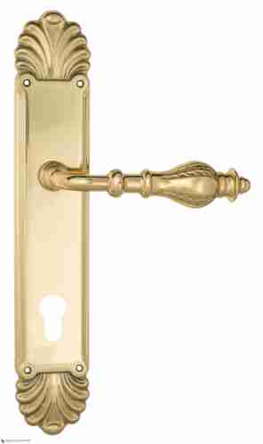 Дверная ручка Venezia "GIFESTION" CYL на планке PL87 полированная латунь