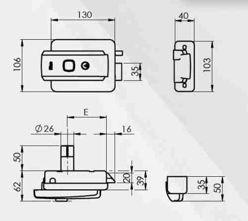 Замок накладной электромеханический ISEO (унив. внутр) 52N115