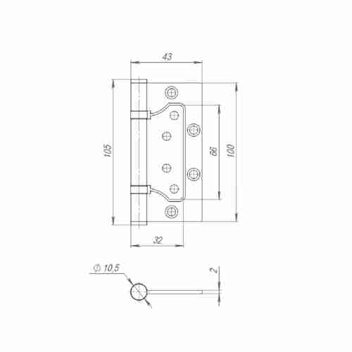 Комплект 4 шт. - Петля Fuaro (Фуаро) универсальная без врезки IN4300W SN (300-2BB 100x2) мат. Никель