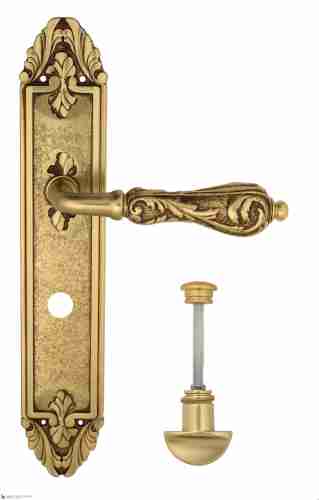 Дверная ручка Venezia "MONTE CRISTO" WC-2 на планке PL90 французское золото + коричневый