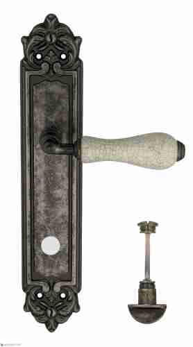 Дверная ручка Venezia "COLOSSEO" белая керамика паутинка WC-2 на планке PL96 античное серебро