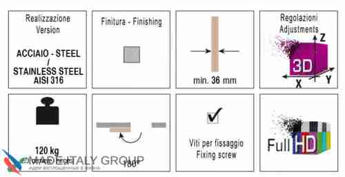 Kubica K8120 ATOMIKA KARAKTER DXSX, CS петля скрытая универсальная МАТОВЫЙ ХРОМ (120 kg)