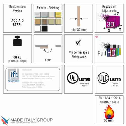 Kubica K8060 ATOMIKA SLIM DXSX, NO петля скрытая универсальная ЧЕРНЫЙ (60 kg)