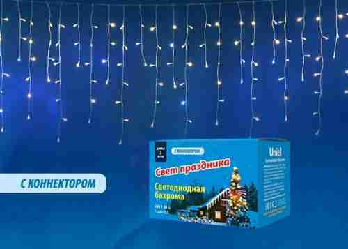 Уличная светодиодная гирлянда Uniel бахрома 220V теплый белый-белый ULD-B3010-200/TTK Warmwhite-White IP44 UL-00003949