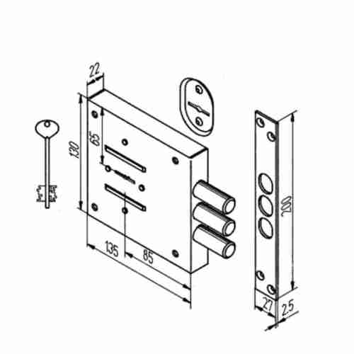 Замок накладной сувальдный 110.11.003, 3 кл.