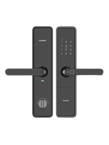 Замок врезной электронный к с ручкой Kaadas S500-5W с отпечатком пальца, черный