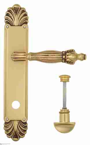 Дверная ручка Venezia "OLIMPO" WC-2 на планке PL87 французское золото + коричневый