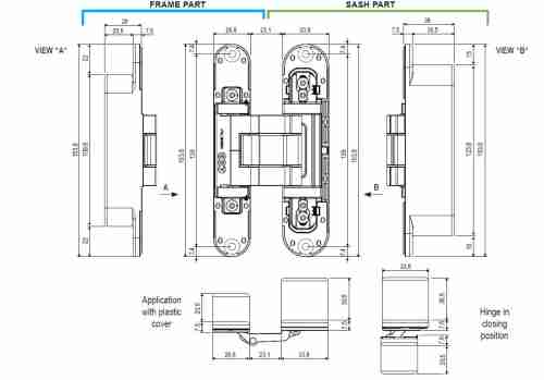 Петля дверная скрытой установки AGB ECLIPSE 4,1 бронза красная Е302006422 без накладок