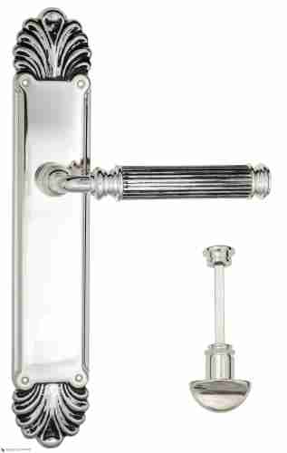 Дверная ручка Venezia "MOSCA" WC-2 на планке PL87 натуральное серебро + черный