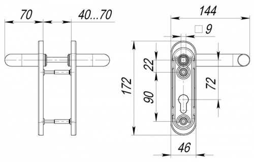 Ручка дверная на планке Fuaro DH-0431 NE ЧЕРНАЯ для замка FL-0432, 0433, 0434, НЕЙЛОН