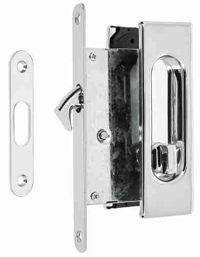 Ручки для двери купе с замком Extreza P401-WC под сантехническую завертку, полированный хром F04