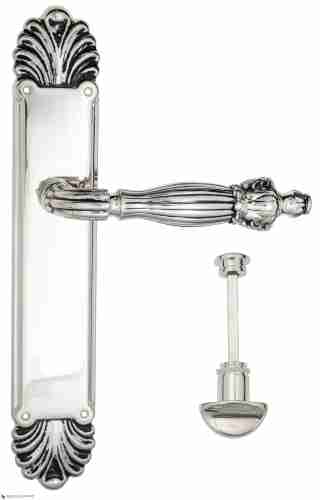 Дверная ручка Venezia "OLIMPO" WC-2 на планке PL87 натуральное серебро + черный