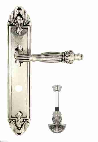 Дверная ручка Venezia "OLIMPO" WC-4 на планке PL90 натуральное серебро + черный