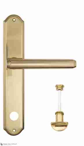 Дверная ручка Venezia "EXA" WC-2 на планке PL02 полированная латунь