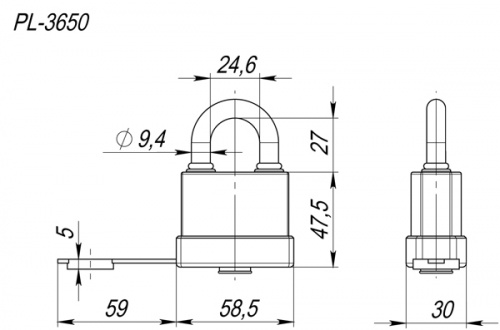 Замок навесной Fuaro PL-3650 (50 мм) 3 англ. кл.