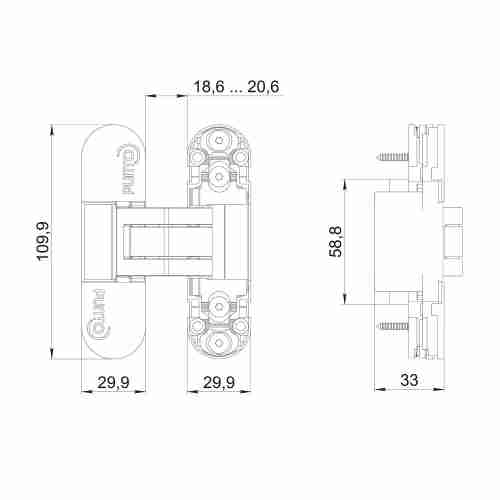 Петля Punto (Пунто) скрытой установки UNION 2.2 ZN SC мат. хром