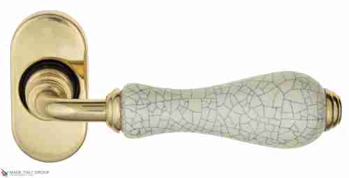 Дверная ручка для профильных дверей Venezia "COLOSSEO" белая керамика паутинк EP полированная латунь