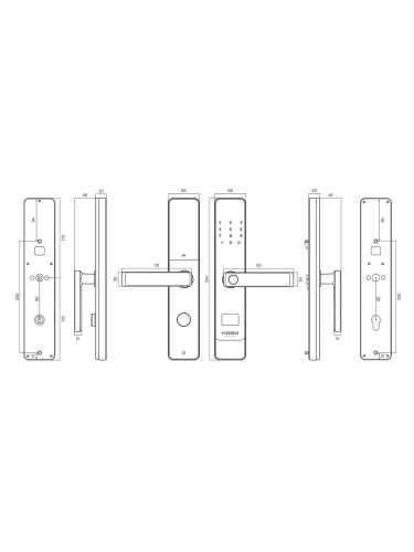 Замок врезной электронный к с ручкой Hogo P02 полуавтомат с отпечатком пальца, черный