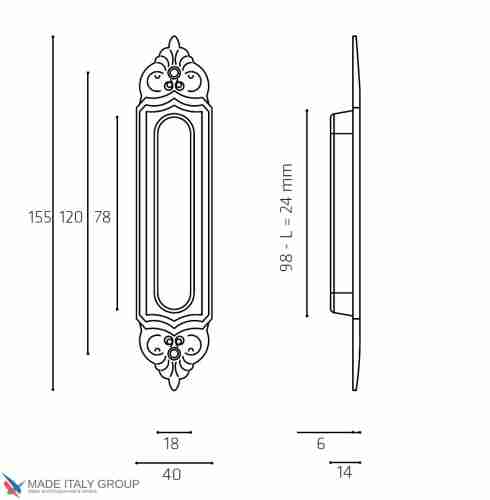 Ручка для раздвижной двери Venezia U122 DECOR античная бронза (1шт.)